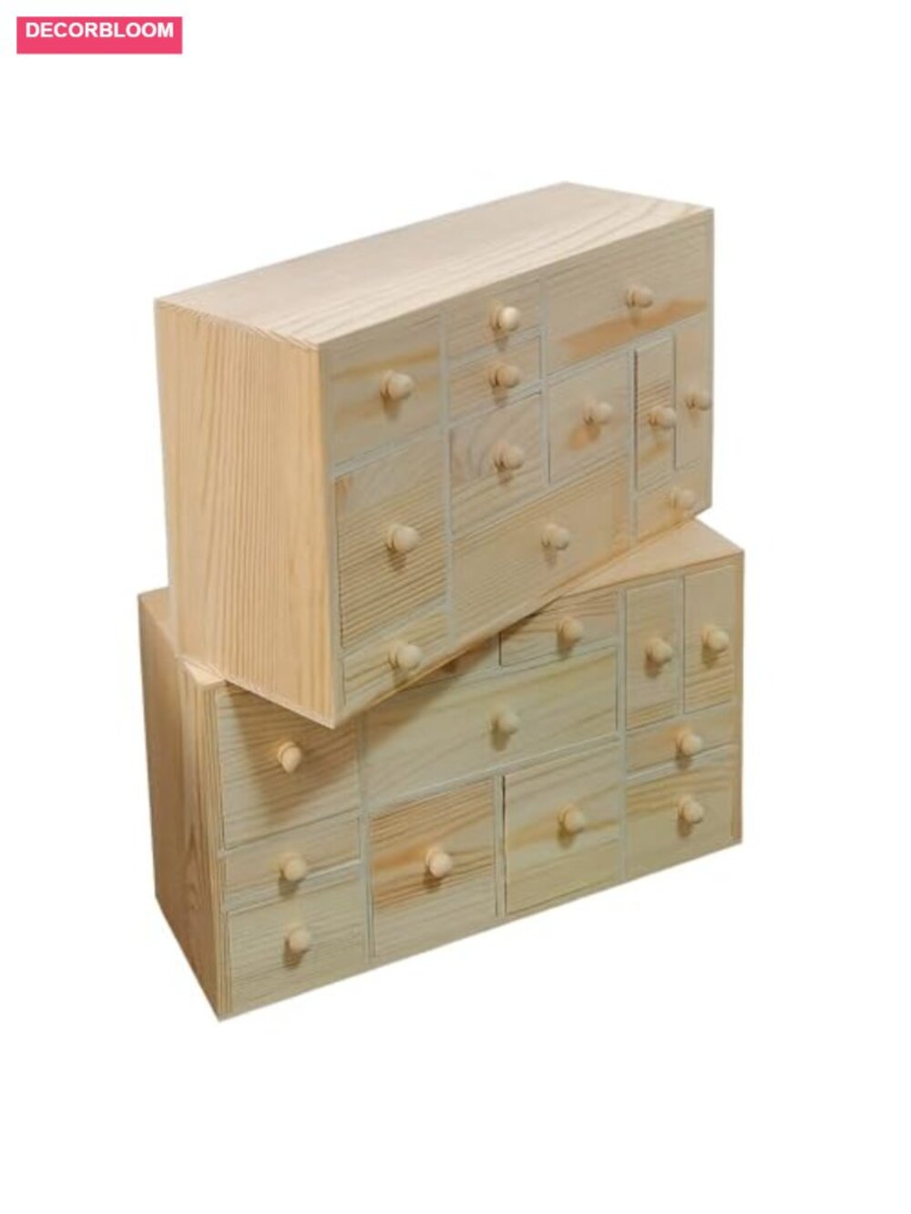 Wooden Countdown to Christmas Advent Calendar 24 Drawers Storage Organizer Set